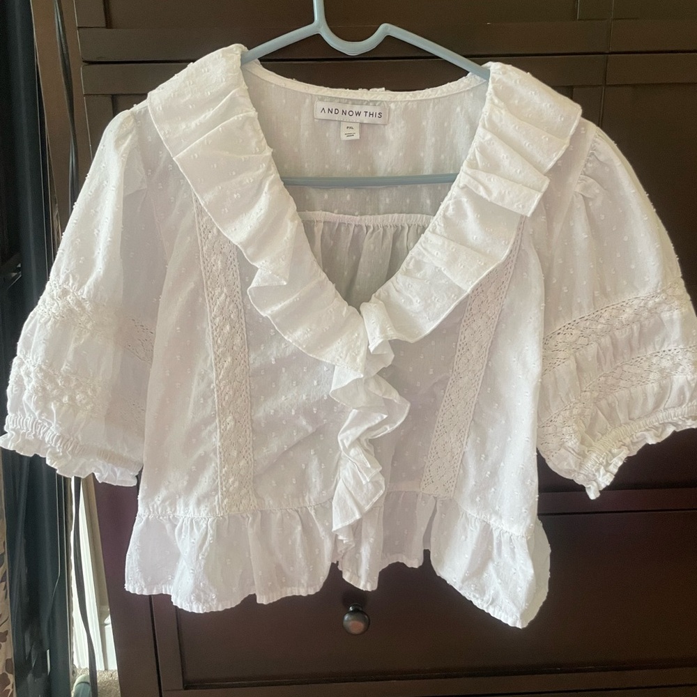White Ruffle cotton Blouse